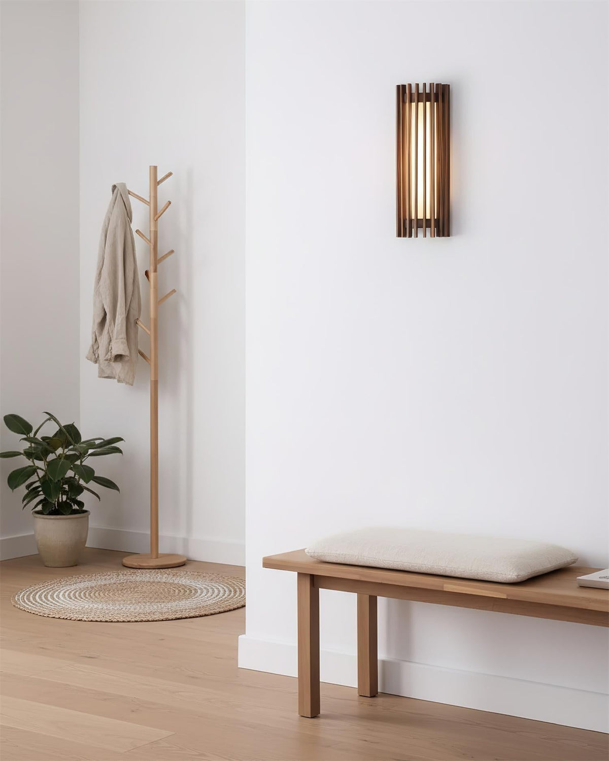 Walnut Slatted Wall Light – Vertical LED Linear Diffuser