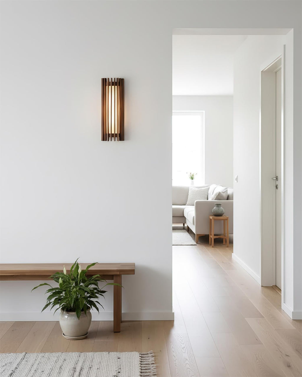 Walnut Slatted Wall Light – Vertical LED Linear Diffuser – view 41