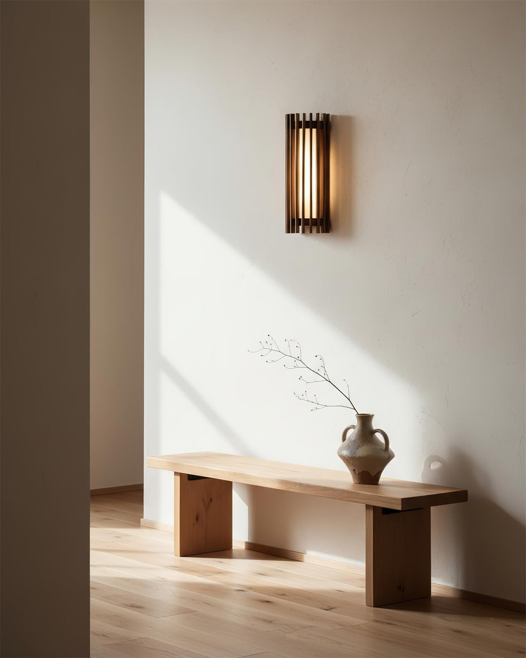 Walnut Slatted Wall Light – Vertical LED Linear Diffuser