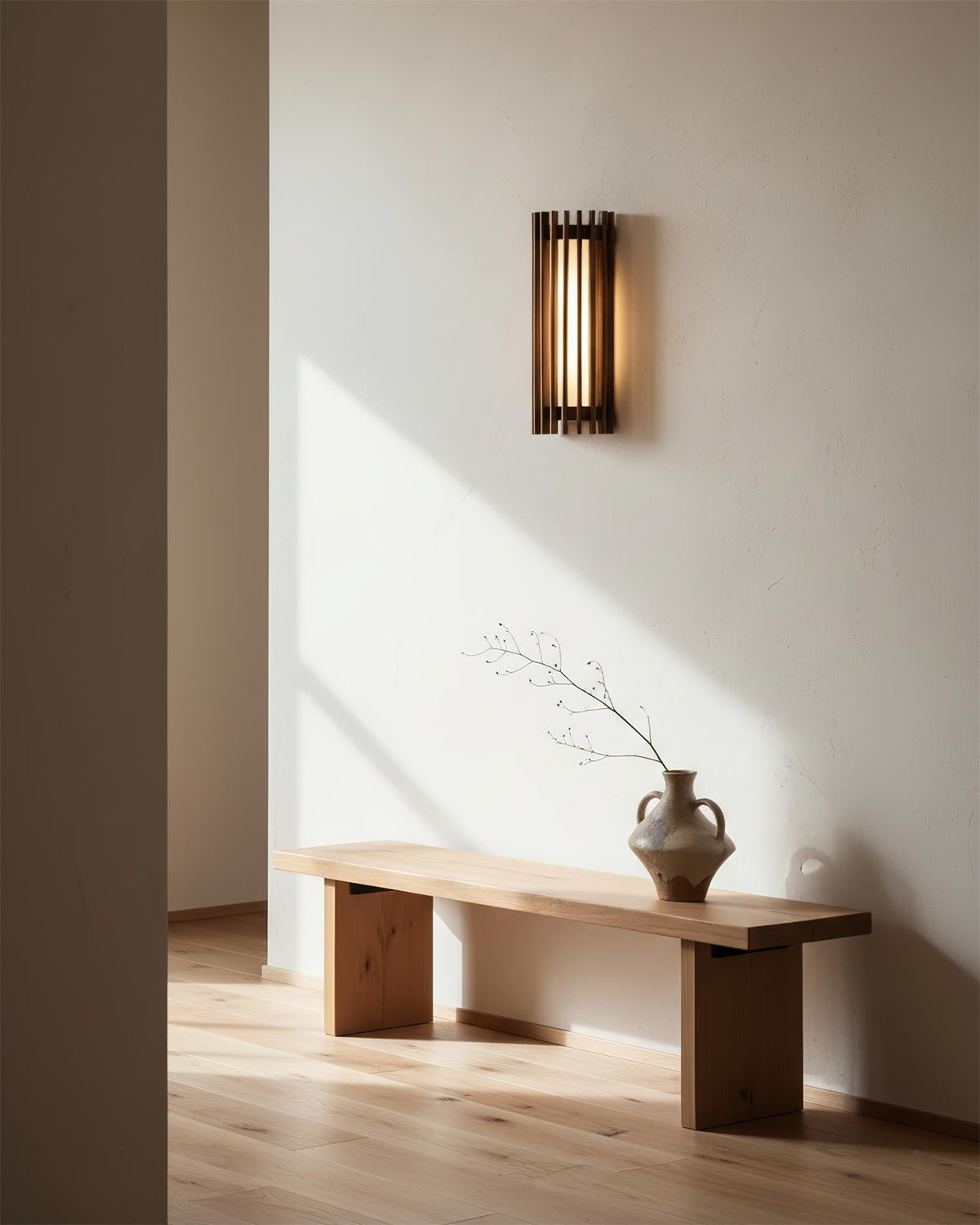 Walnut Slatted Wall Light – Vertical LED Linear Diffuser