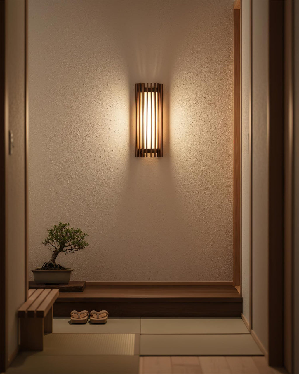Walnut Slatted Wall Light – Vertical LED Linear Diffuser