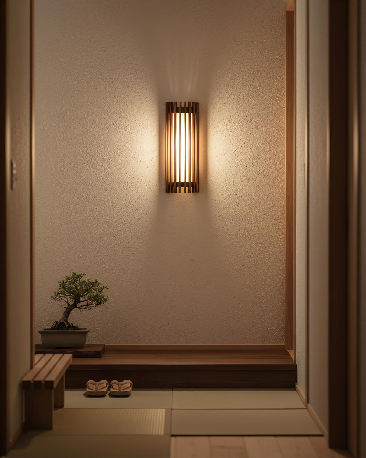 Walnut Slatted Wall Light – Vertical LED Linear Diffuser