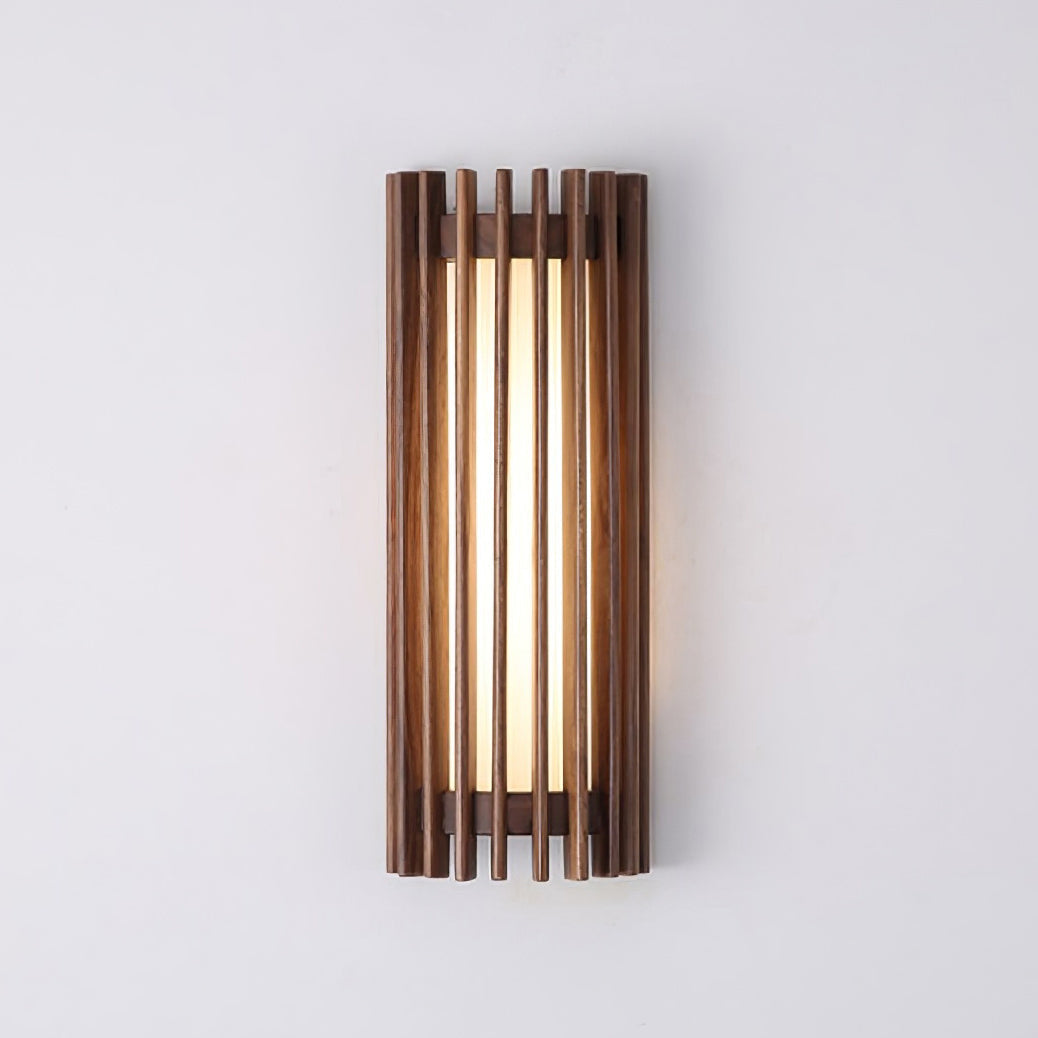 Walnut Slatted Wall Light – Vertical LED Linear Diffuser – view 31