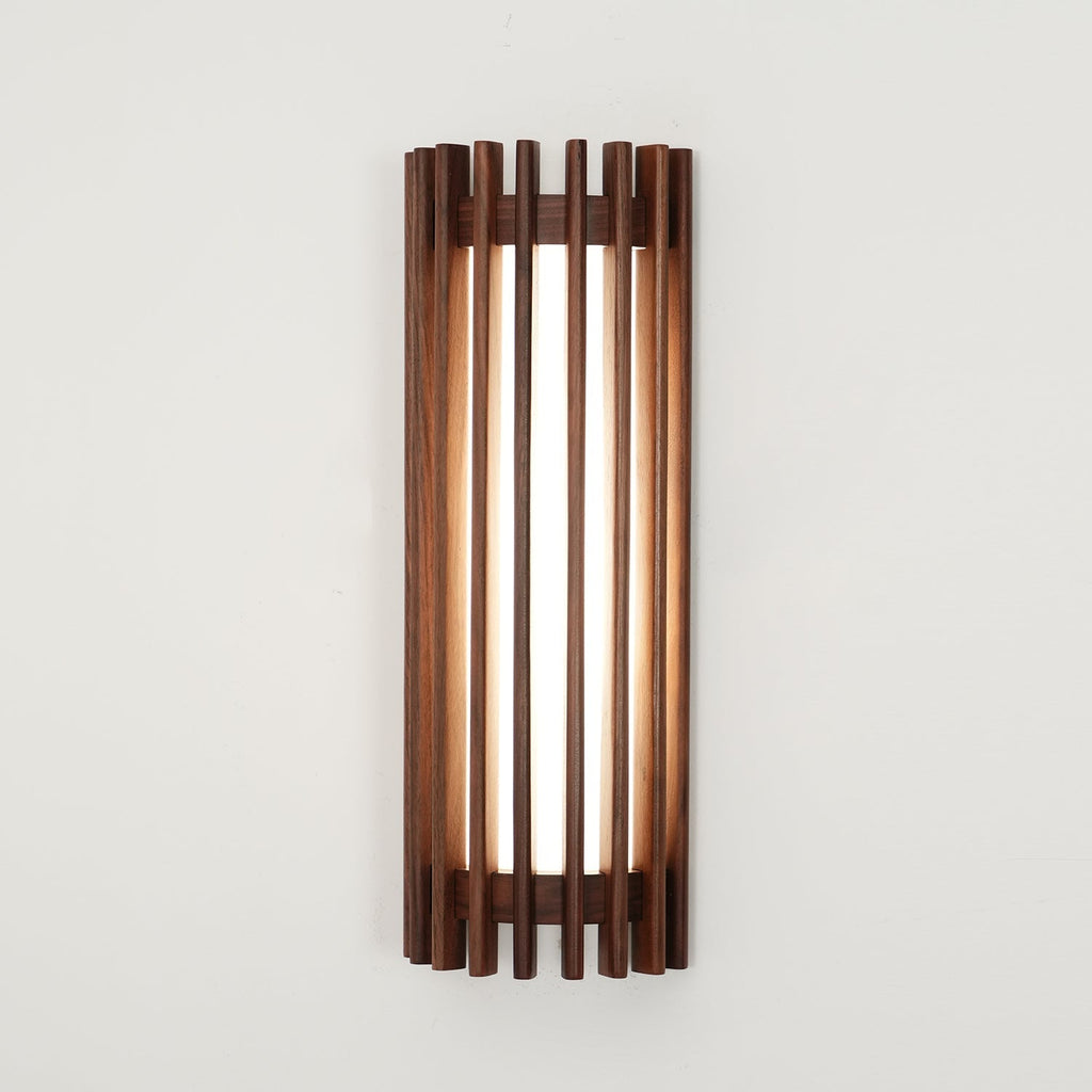 Walnut Slatted Wall Light – Vertical LED Linear Diffuser – view 34