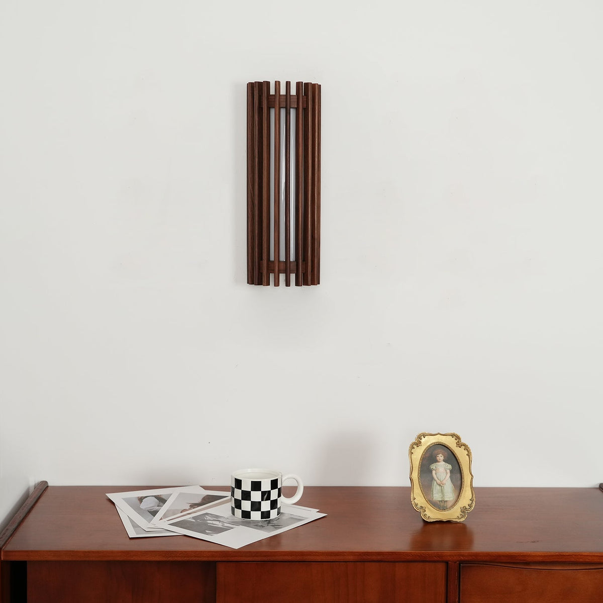 Walnut Slatted Wall Light – Vertical LED Linear Diffuser – view 36