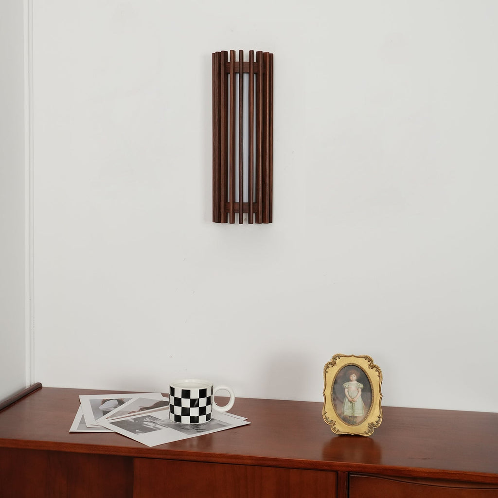 Walnut Slatted Wall Light – Vertical LED Linear Diffuser