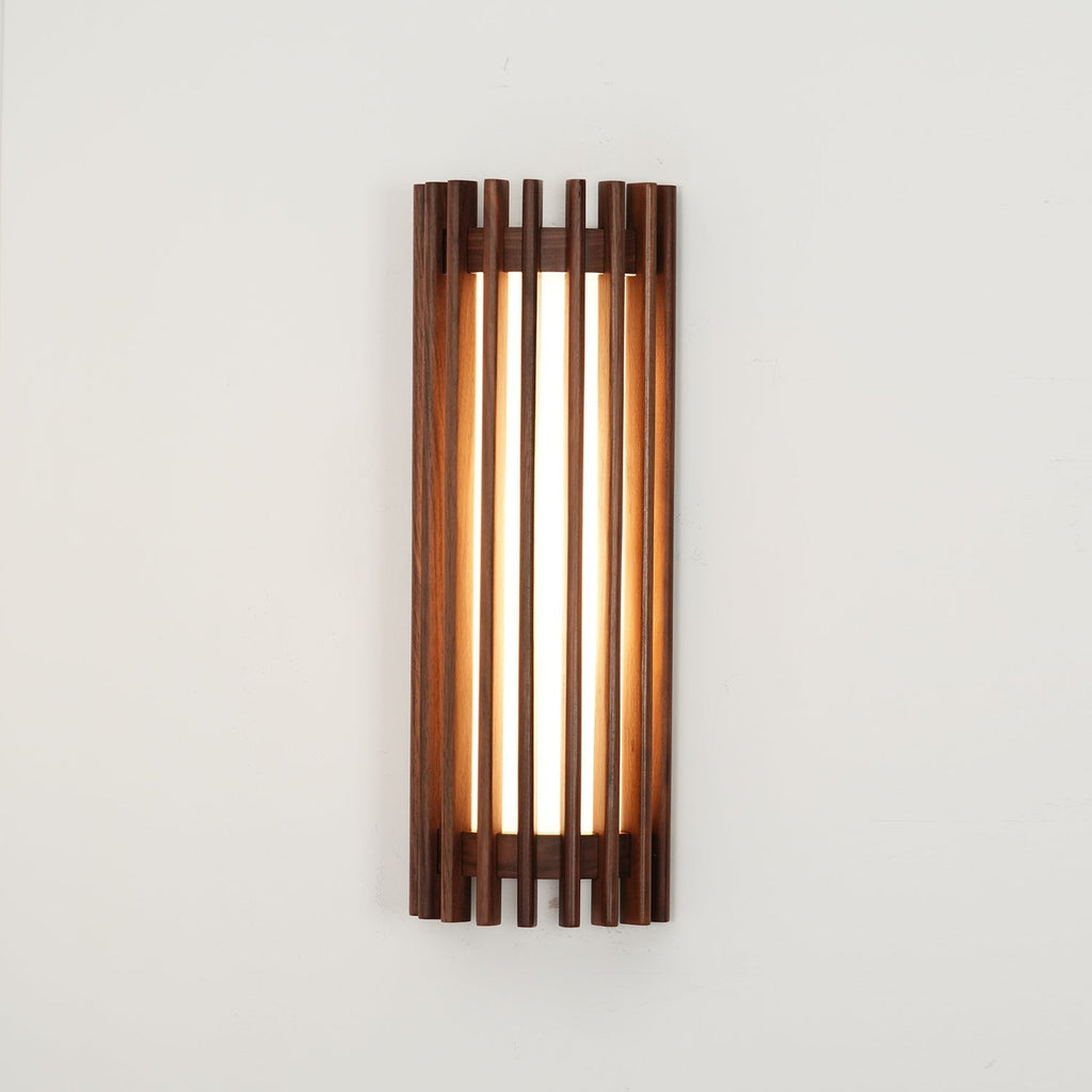 Walnut Slatted Wall Light – Vertical LED Linear Diffuser – view 37