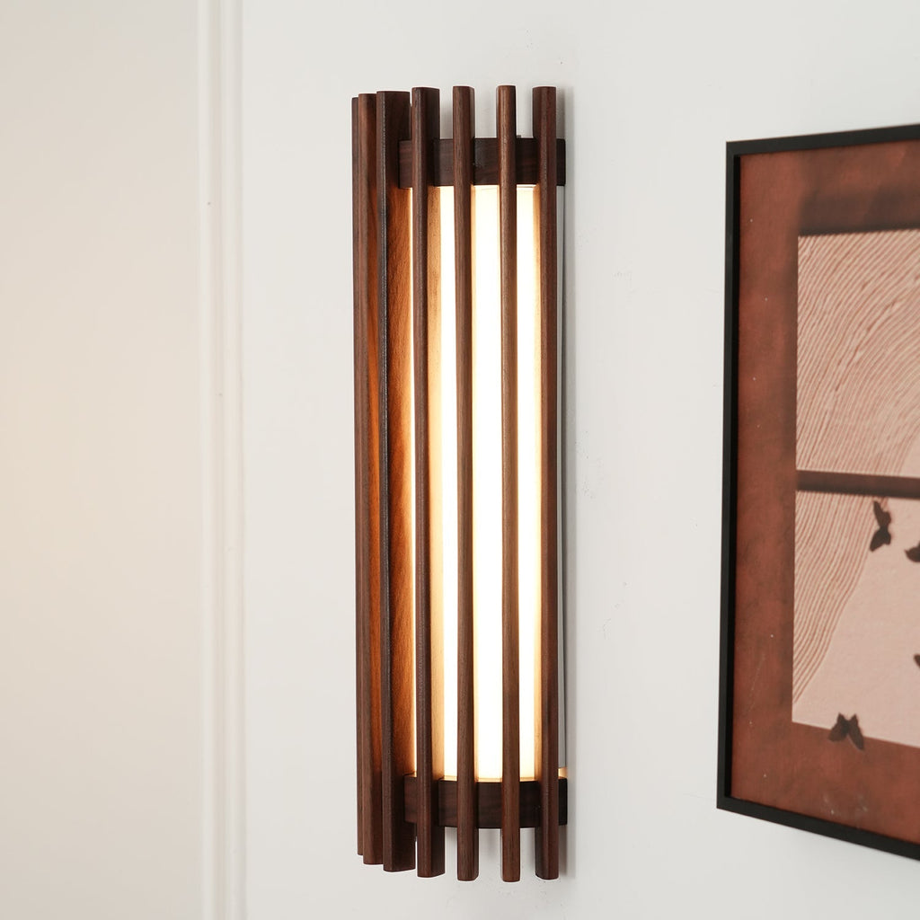 Walnut Slatted Wall Light – Vertical LED Linear Diffuser – view 39