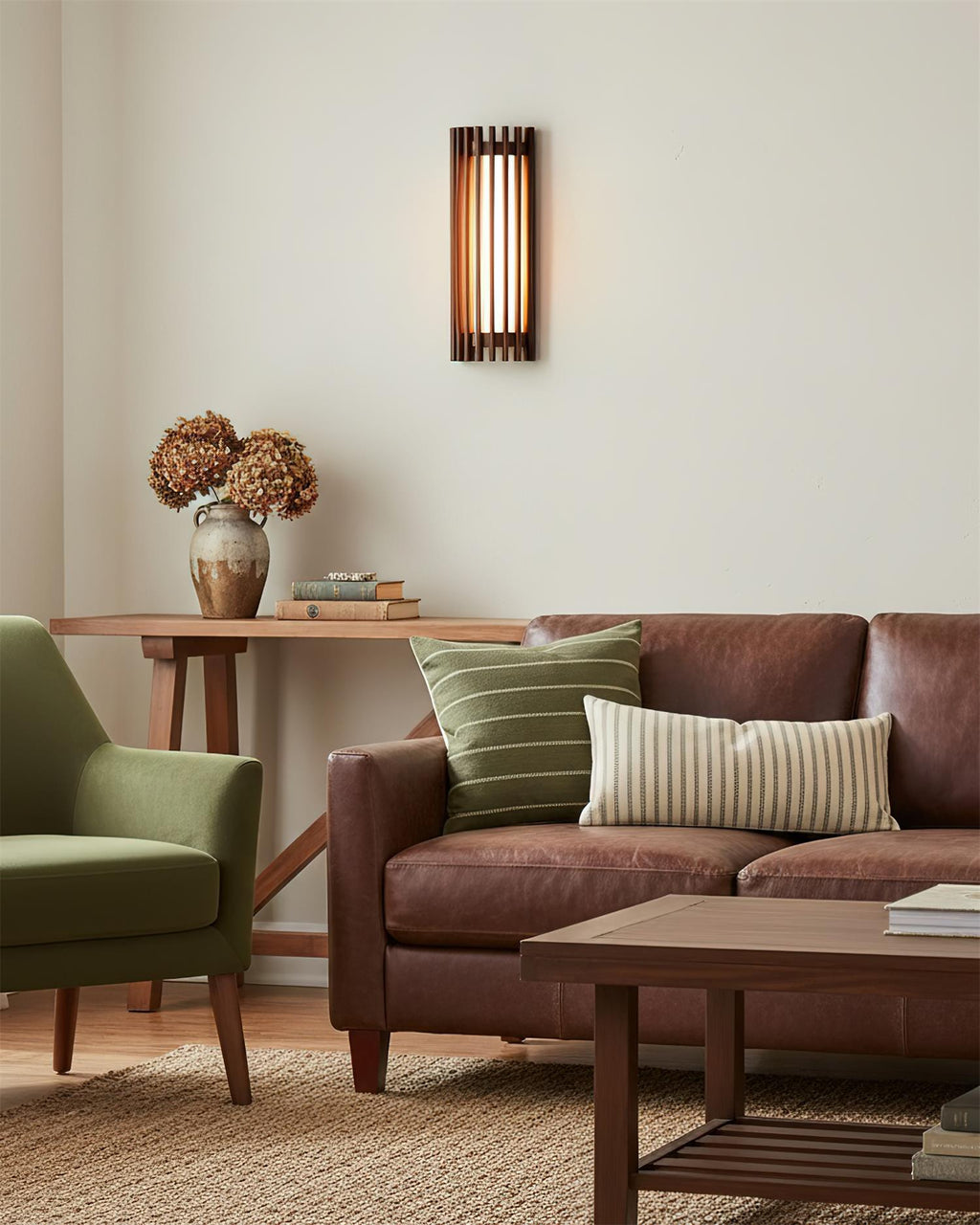 Walnut Slatted Wall Light – Vertical LED Linear Diffuser