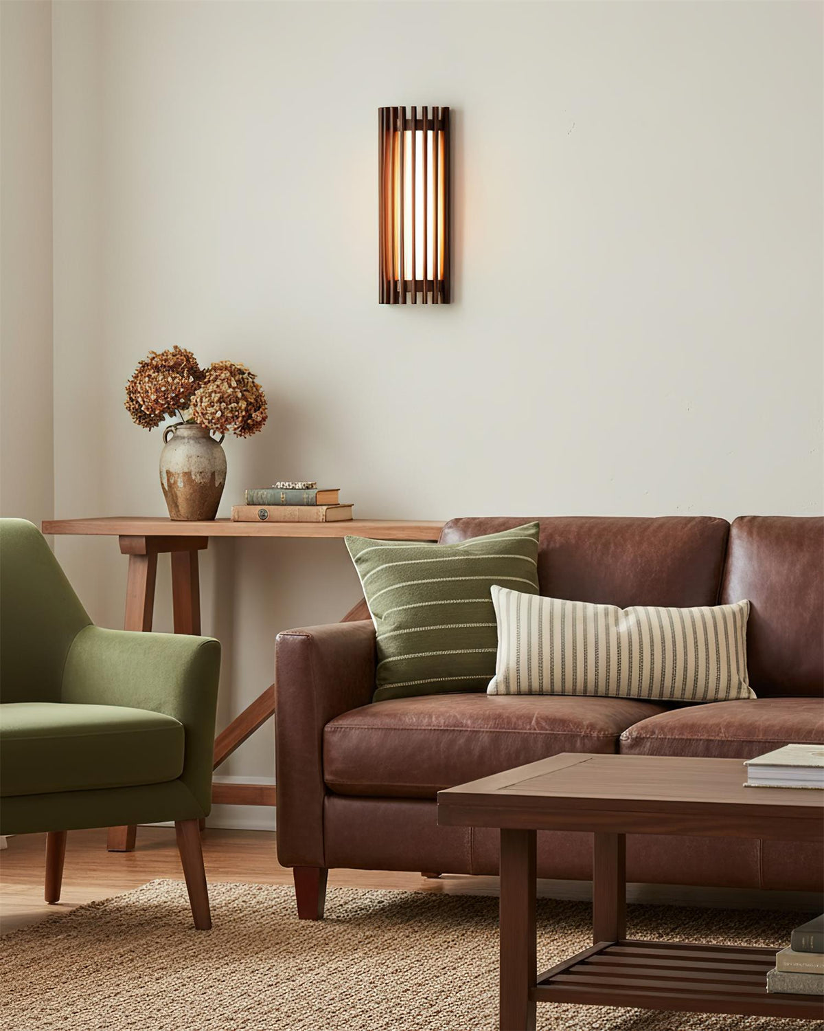 Walnut Slatted Wall Light – Vertical LED Linear Diffuser