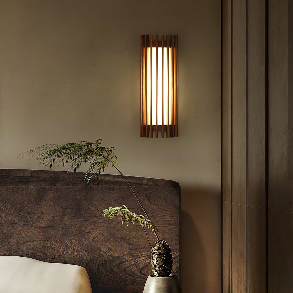 Walnut Slatted Wall Light – Vertical LED Linear Diffuser