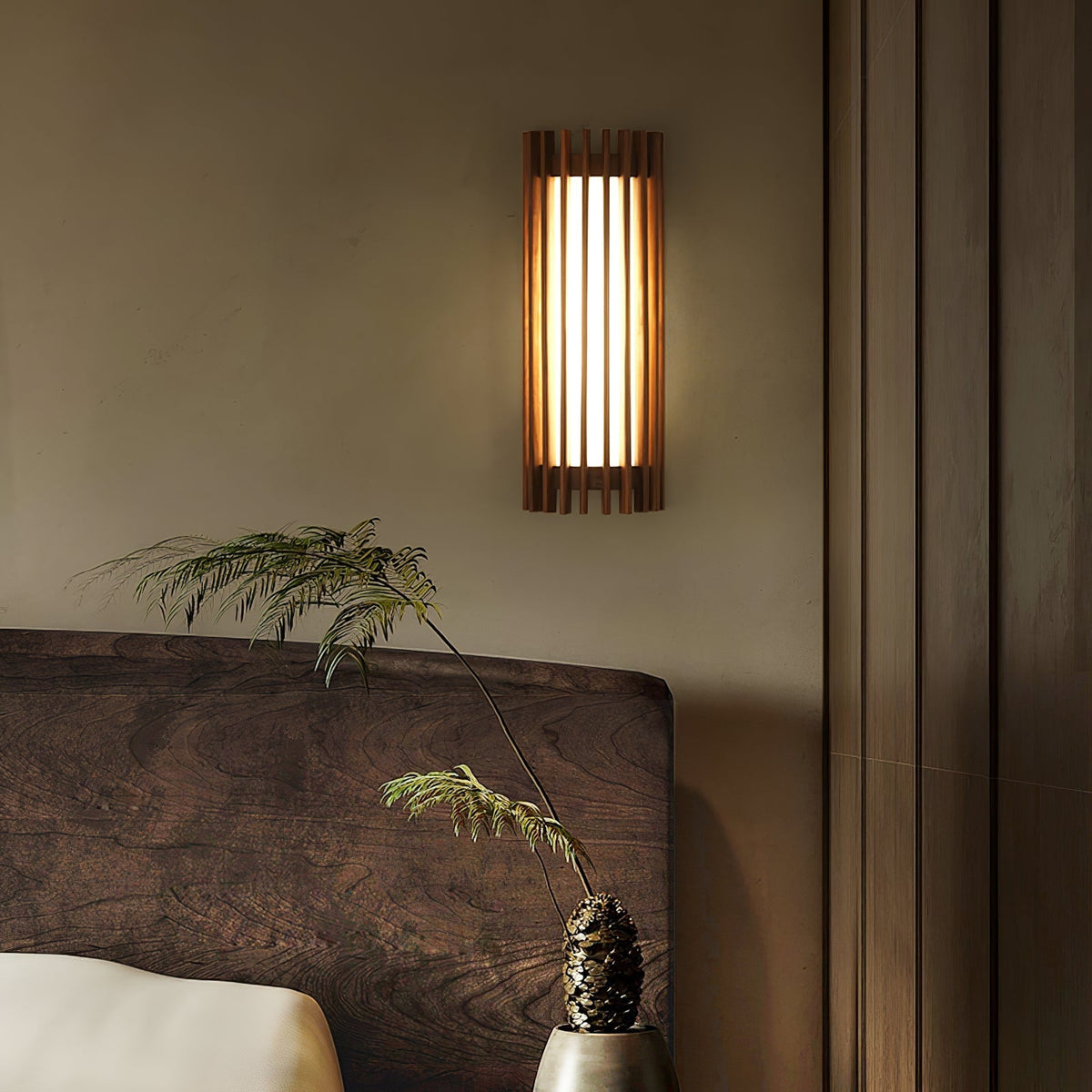 Walnut Slatted Wall Light – Vertical LED Linear Diffuser
