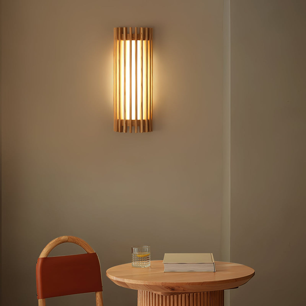 Walnut Slatted Wall Light – Vertical LED Linear Diffuser