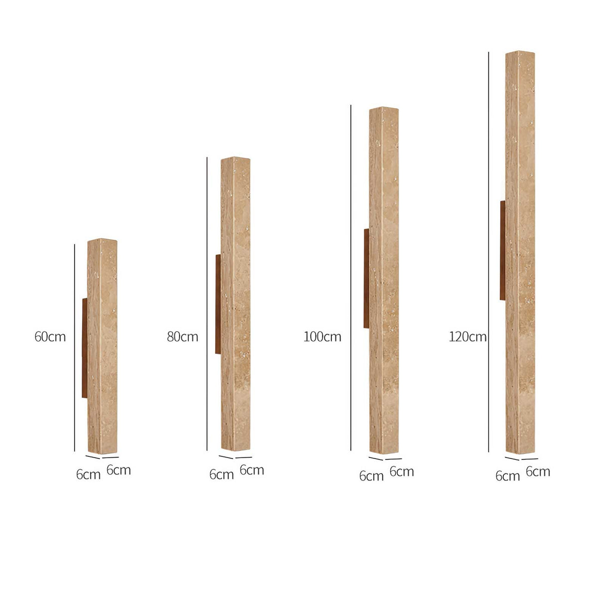 Travertine column wall light with natural wood detail — image 24