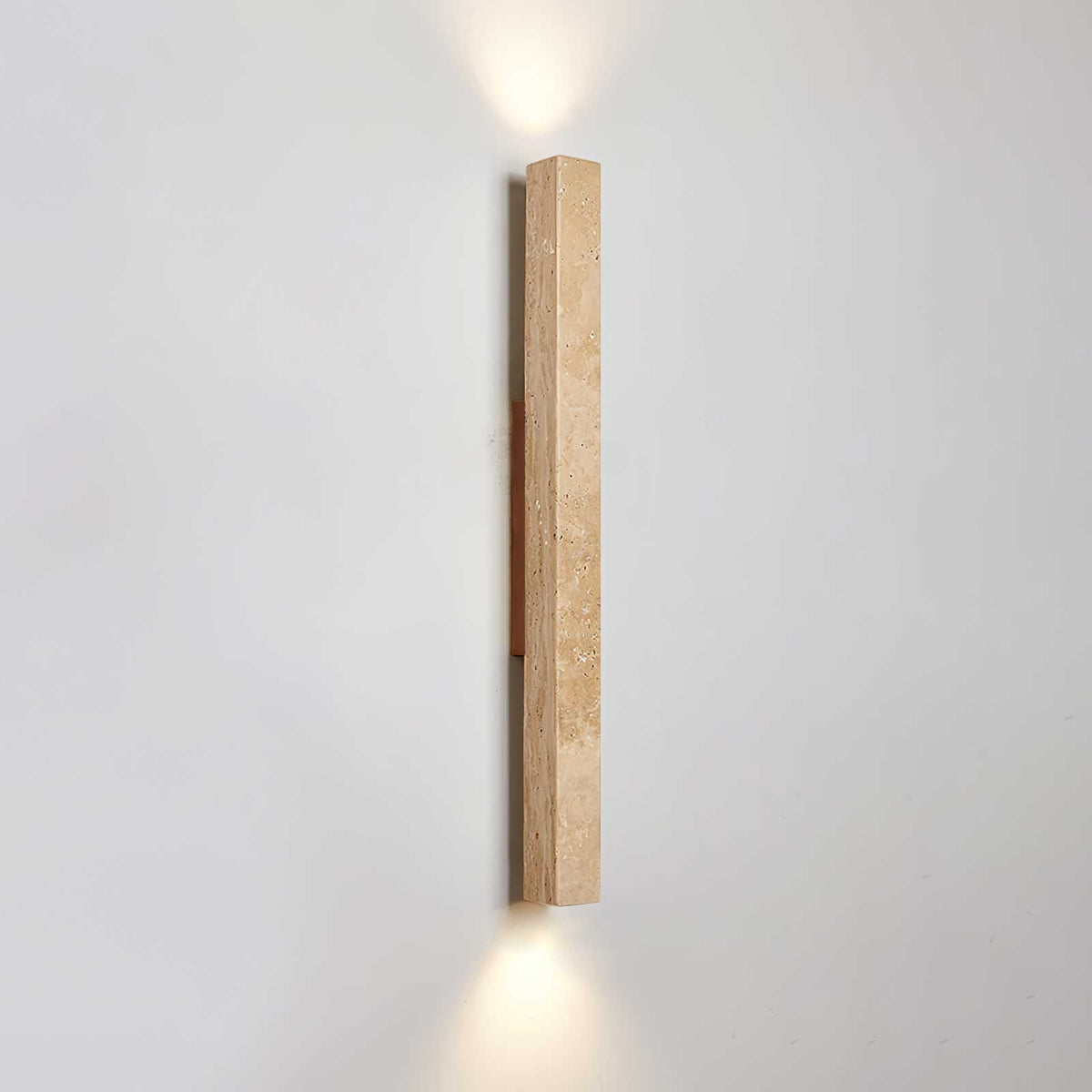 Travertine column wall light with natural wood detail — image 28