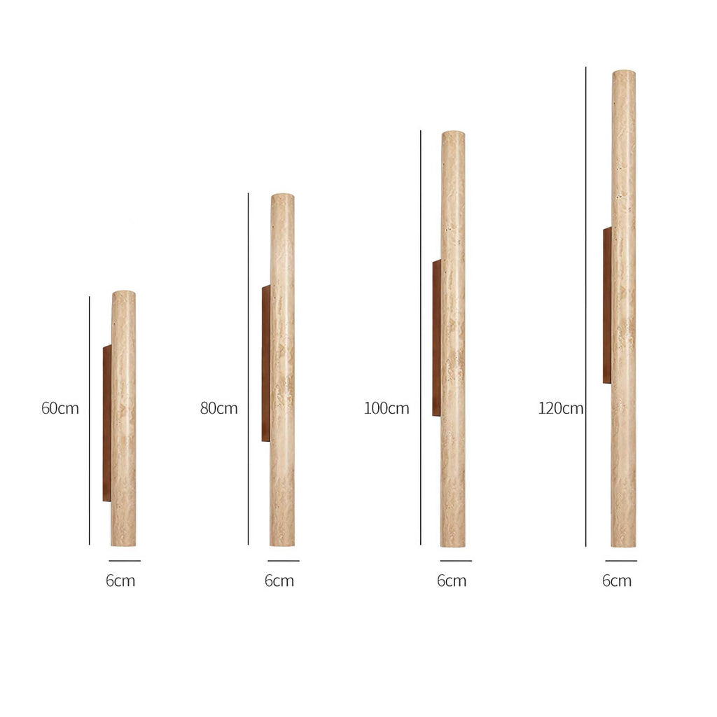 Travertine column wall light with natural wood detail — image 15
