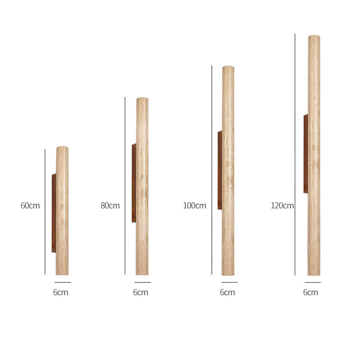 Travertine column wall light with natural wood detail — image 15