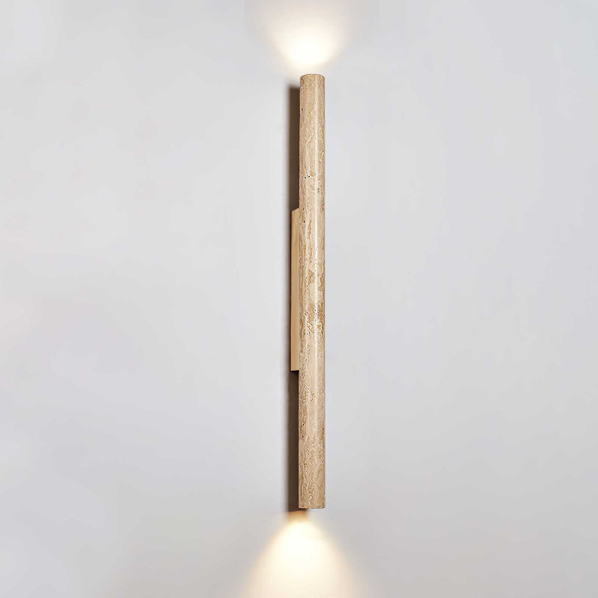 Travertine column wall light with natural wood detail — image 20