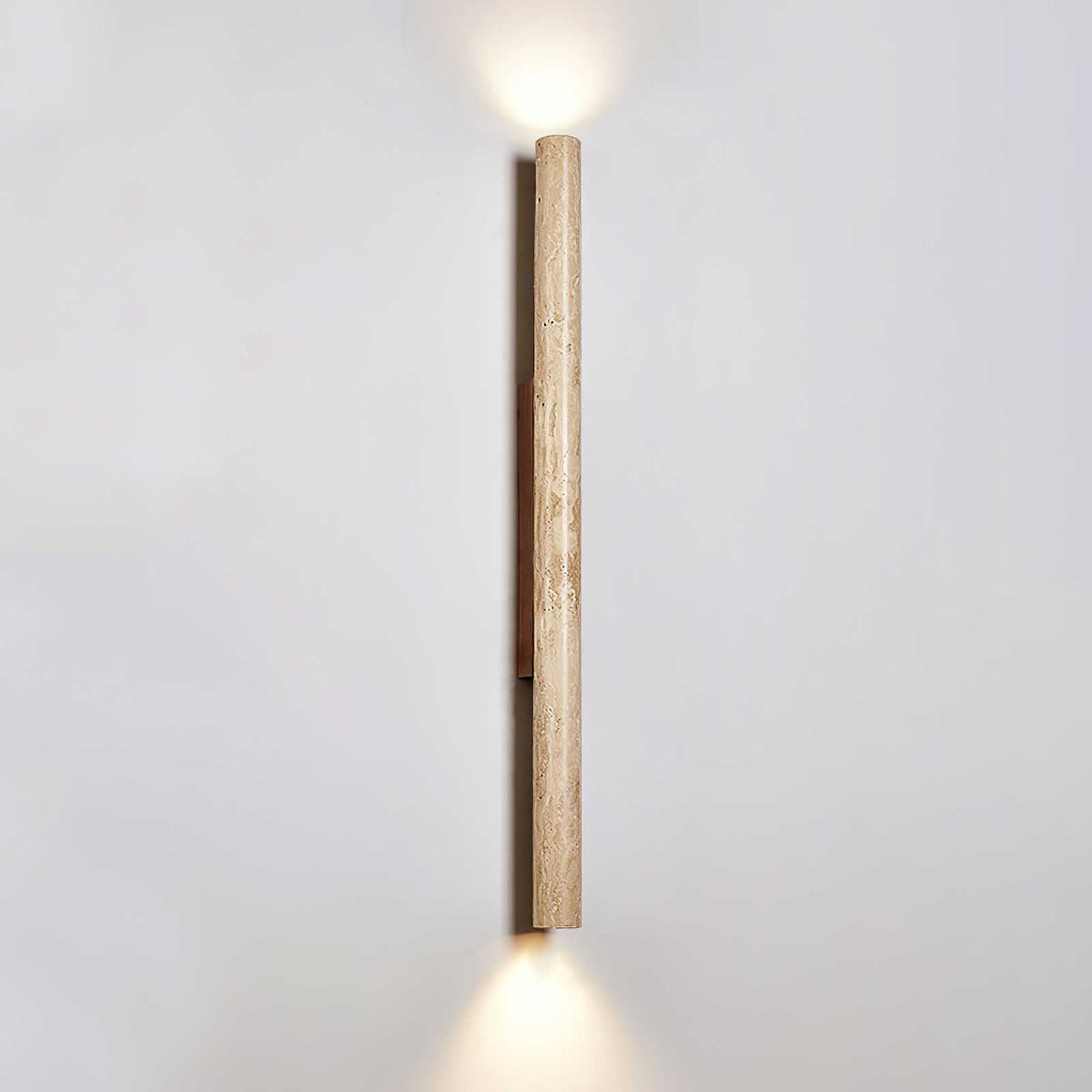 Travertine column wall light with natural wood detail — image 21