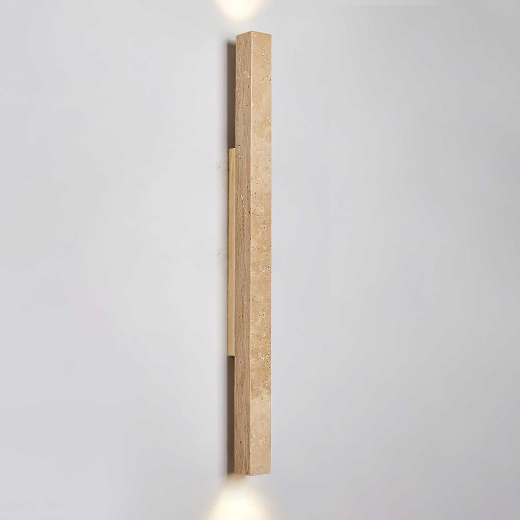Travertine column wall light with natural wood detail — image 31