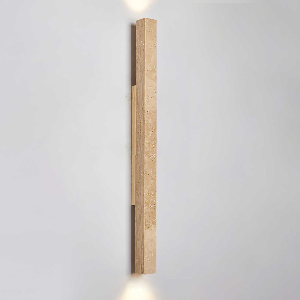 Travertine column wall light with natural wood detail — image 31