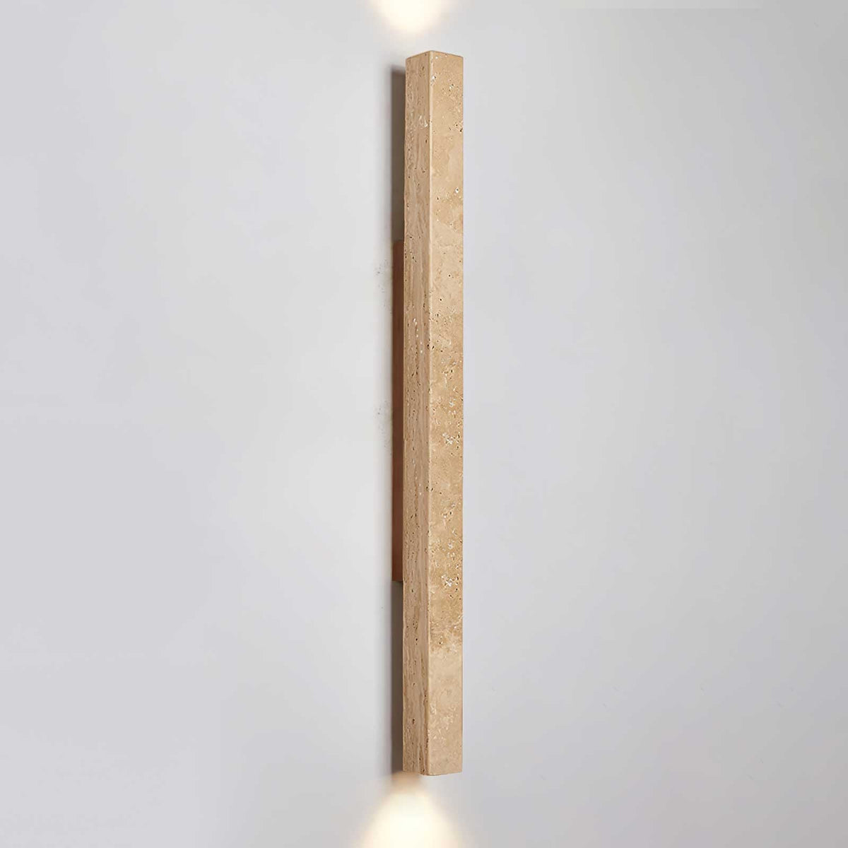 Travertine column wall light with natural wood detail — image 32