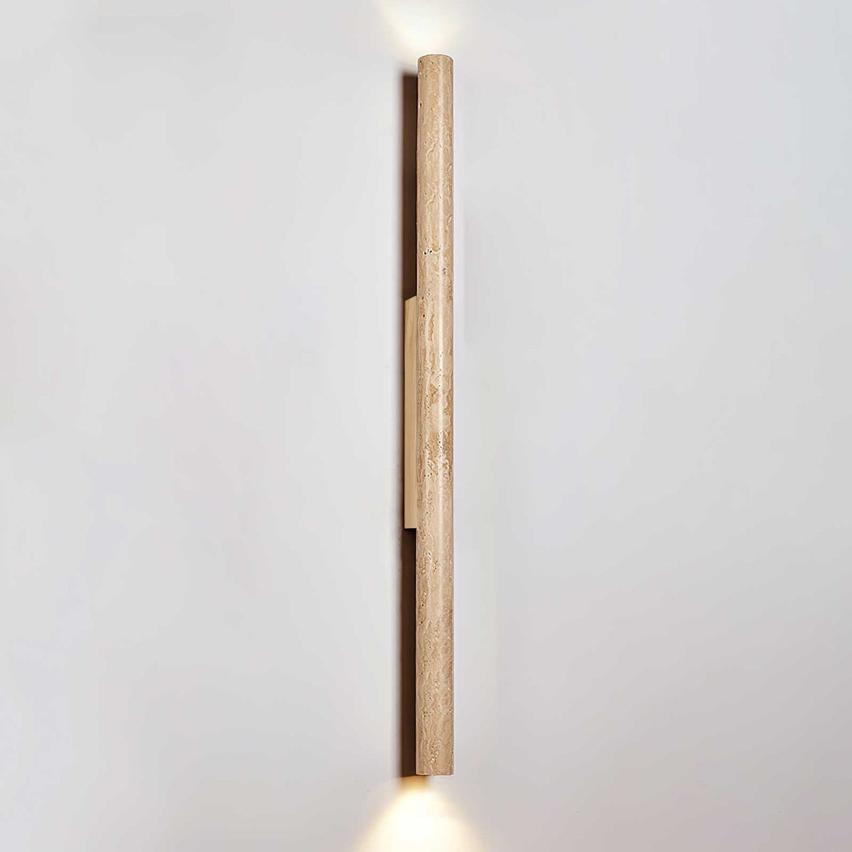Travertine column wall light with natural wood detail — image 22