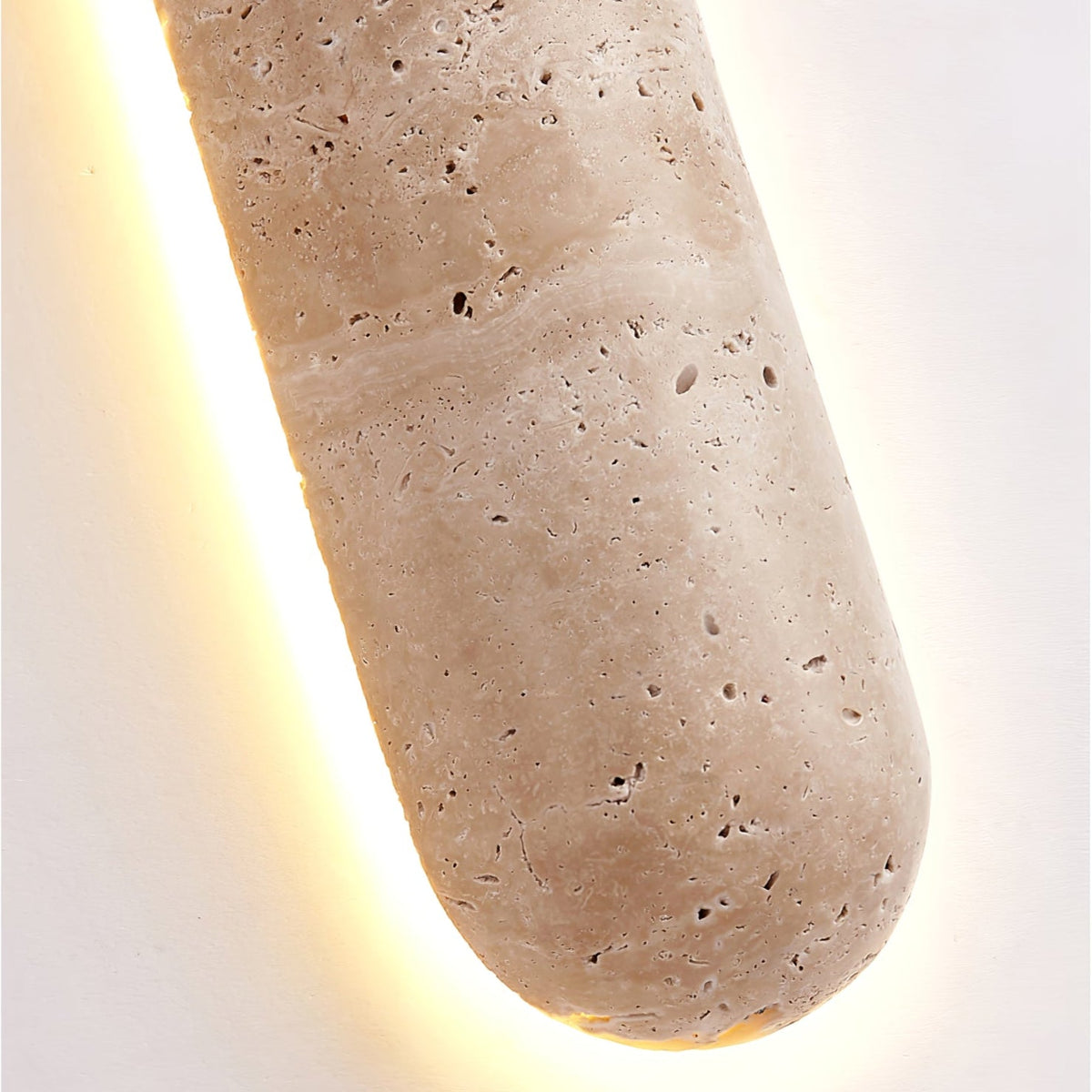 Backlit travertine wall light, slim stone bar with a warm halo (9)