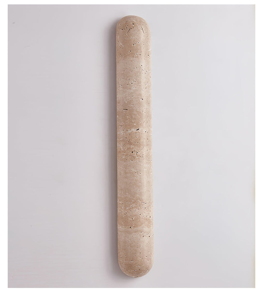 Backlit travertine wall light, slim stone bar with a warm halo (10)
