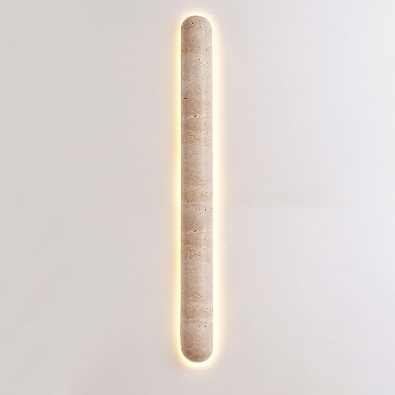 Backlit travertine wall light, slim stone bar with a warm halo (20)