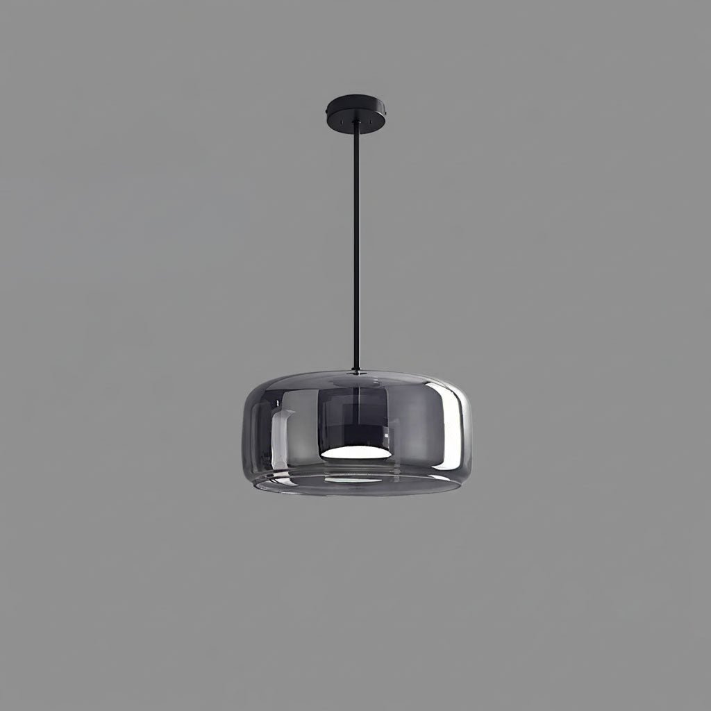 Smoked Glass Dome Pendant Light – Matt Black or Gold Stem