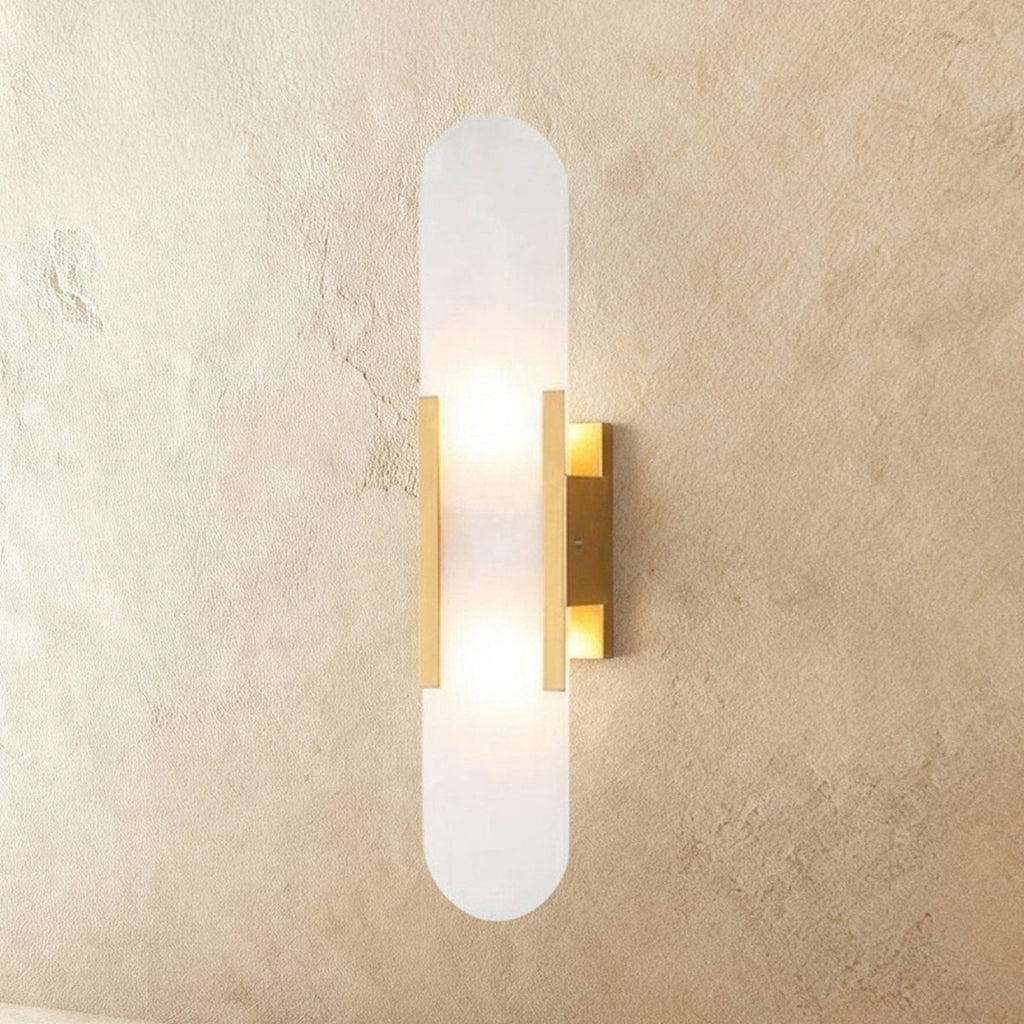 Sculpted Alabaster Wall Light - Gold or Black Metal Frame