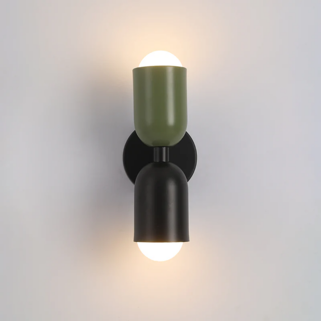 Cylinder Wall Light – Wrought Iron, Up and Down LED Beams