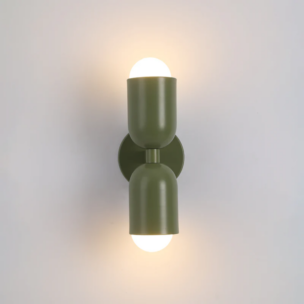 Cylinder Wall Light – Wrought Iron, Up and Down LED Beams