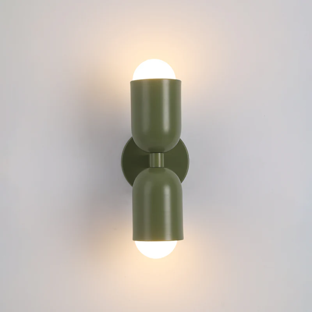 Cylinder Wall Light – Wrought Iron, Up and Down LED Beams