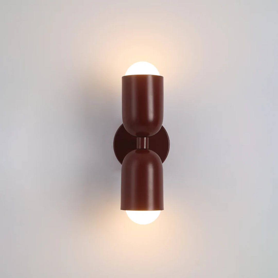Cylinder Wall Light – Wrought Iron, Up and Down LED Beams