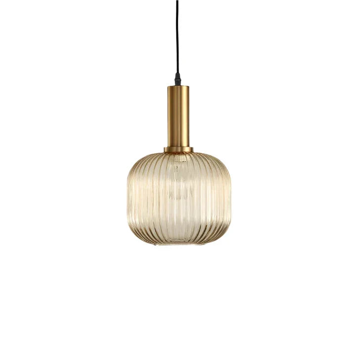 Coloured Blown Glass Pendant Light – Retro Wrought Iron Frame