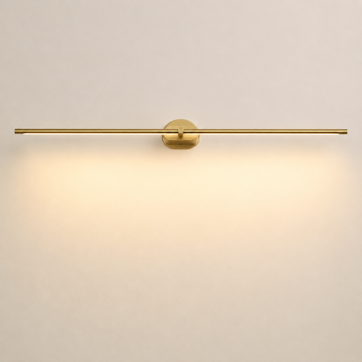 Lumiris gold linear wall light, modern design, warm lighting, hardwired.