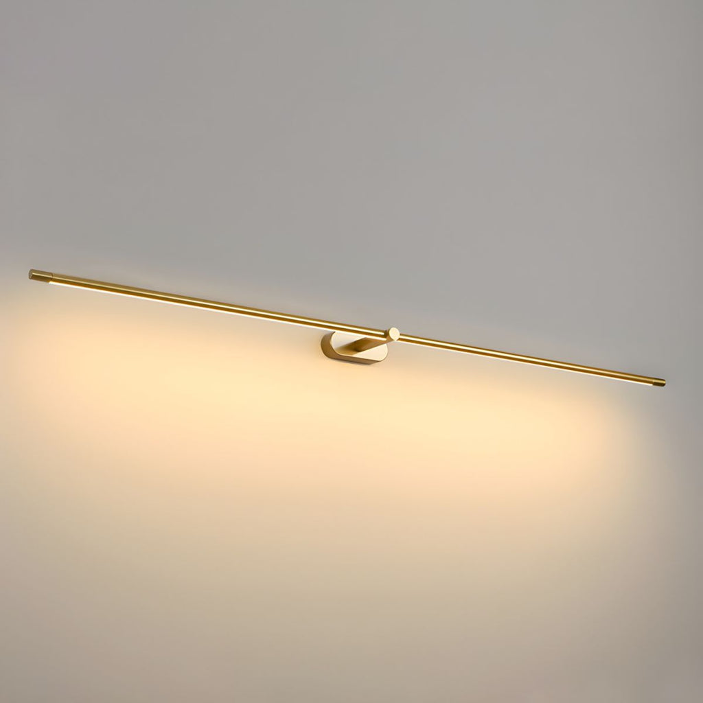 Lumiris gold linear wall light, modern design, warm lighting.