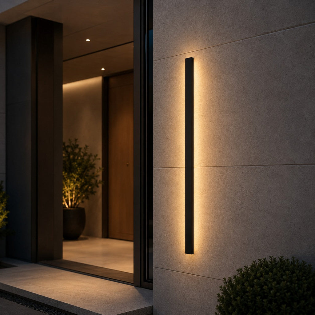 Lumiris black metal LED outdoor wall light, designer facade lighting, 120cm, warm light