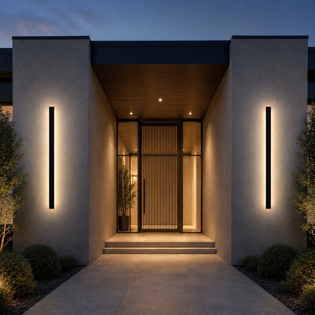 Lumiris black metal LED outdoor wall light, designer facade lighting, 120cm