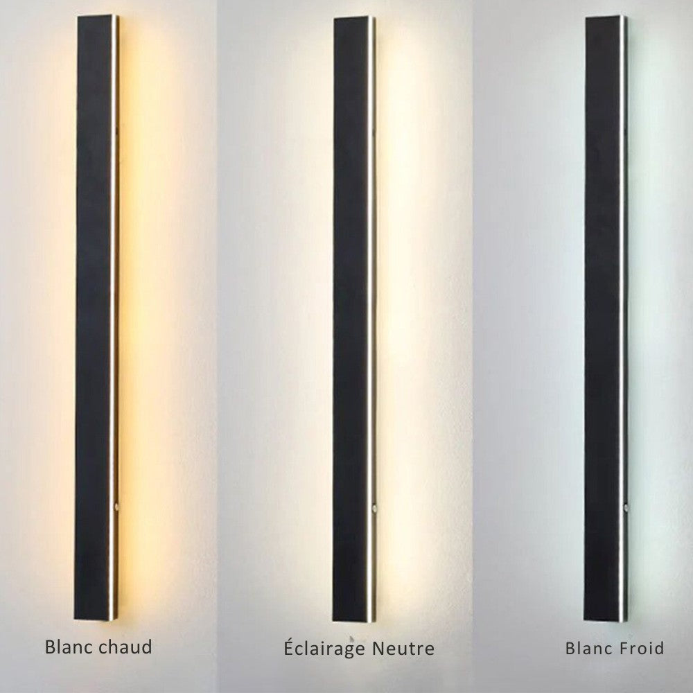 Lumiris black metal LED outdoor wall light, adjustable warm, neutral and cool white lighting.