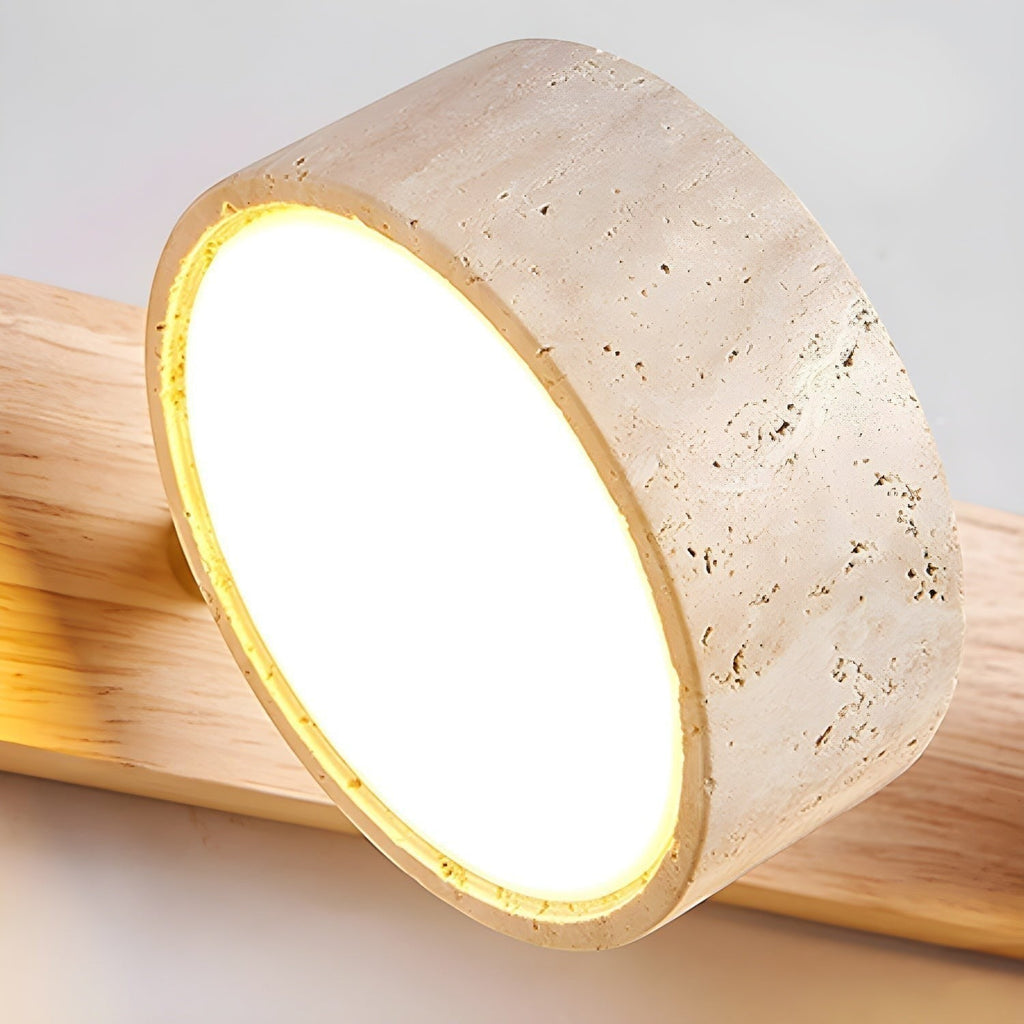 Lumiris travertine and wood wall light, minimalist design, indoor lighting