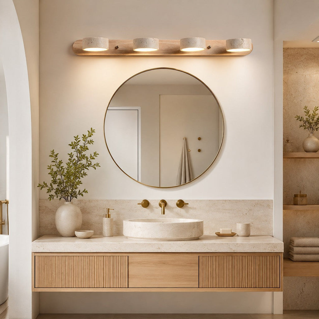 Lumiris travertine wall light with 4 lights, minimalist design, indoor lighting.