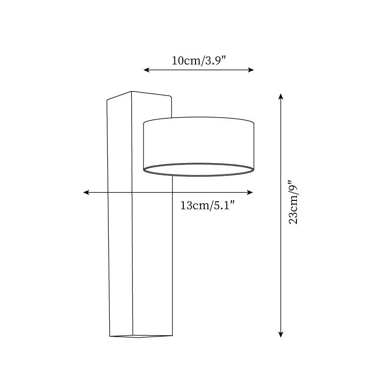 Lumiris natural design wall light in yellow travertine and wood, cylindrical shade, H 23cm × W 13cm × Projection 10cm (9" × 5" × 4").