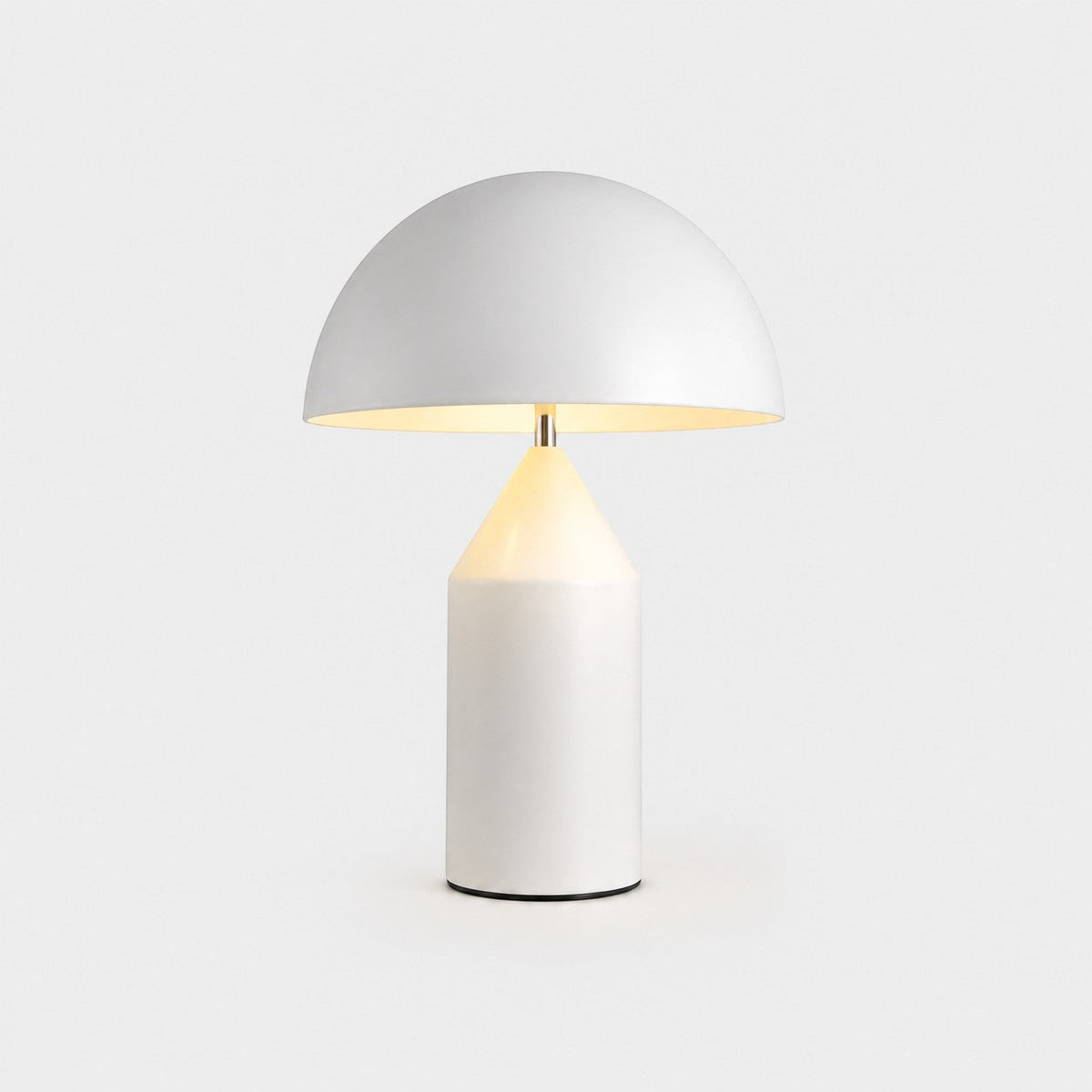 Lumiris mushroom table lamp in white metal, modern design for a home office or bedroom.
