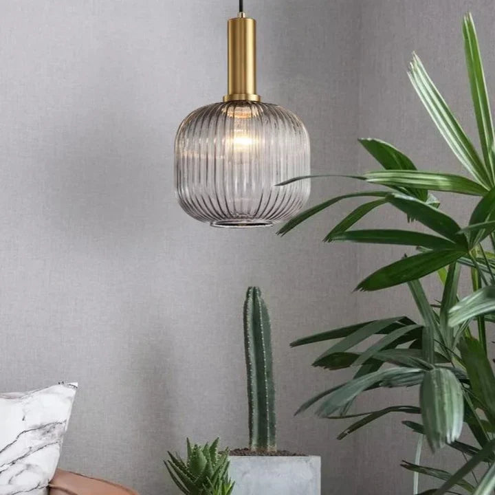 Coloured Blown Glass Pendant Light – Retro Wrought Iron Frame – view 37